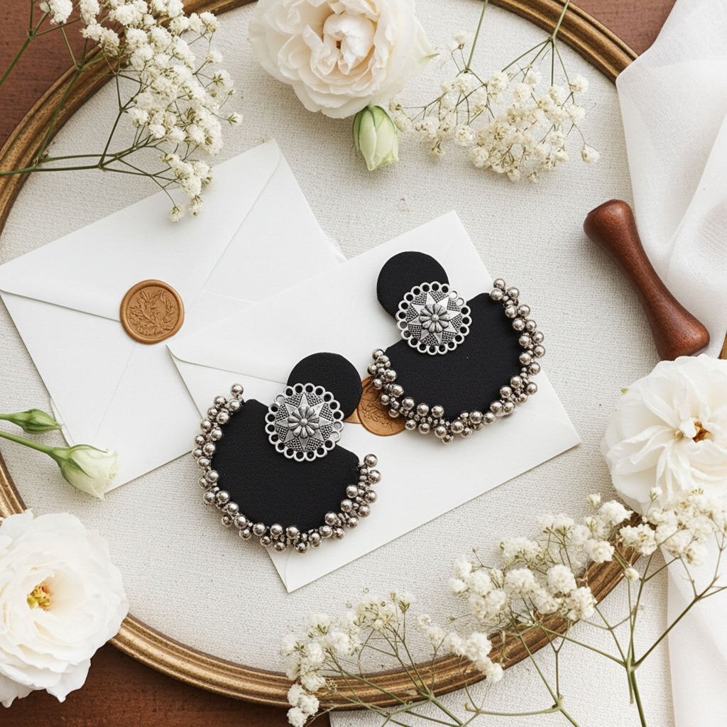 BLACK FABRIC EARRINGS - KALI SITARA