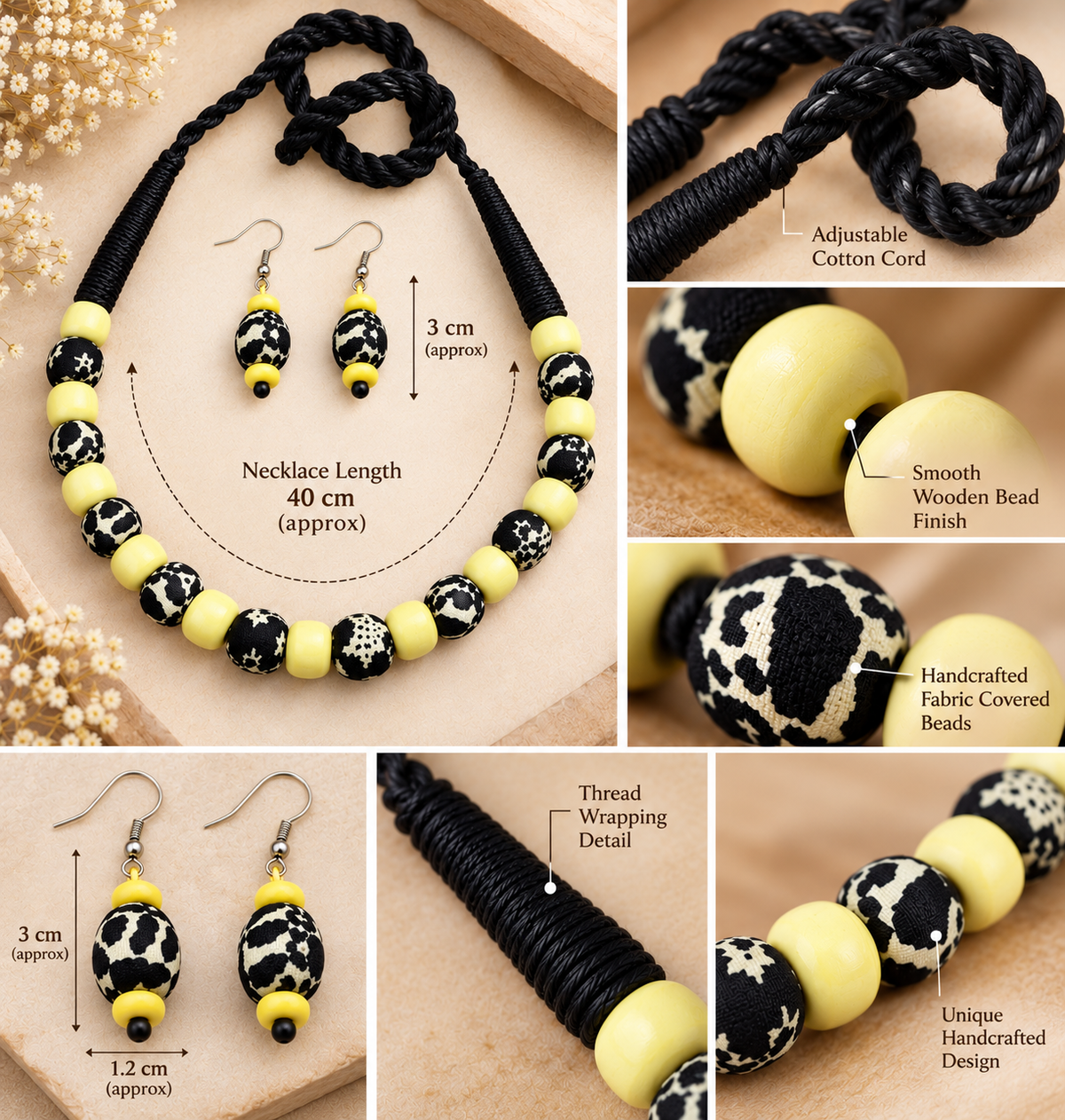 Rangmati Sambalpuri Fabric Necklace Set with Earrings – Handmade Bohemian Ethnic Jewellery | LEENAALANKAR