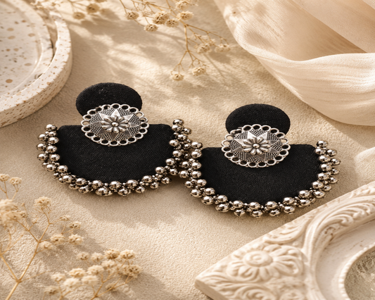 BLACK FABRIC EARRINGS - KALI SITARA