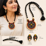 Rangdhara Handmade Fabric Jewellery Set | Boho Ethnic Necklace & Earrings | Lightweight Indian Jewellery for Women