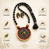 Rangdhara Handmade Fabric Jewellery Set | Boho Ethnic Necklace & Earrings | Lightweight Indian Jewellery for Women