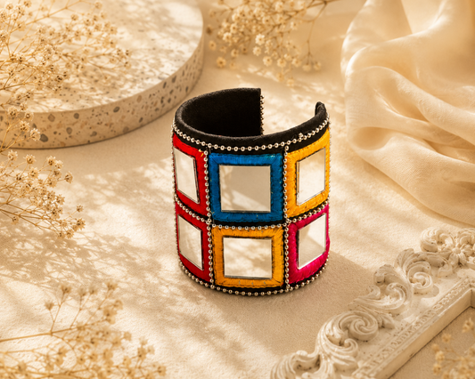 Aina Chitra Multicolor Cuff Bracelet for Women | Handcrafted Traditional Indian Jewellery