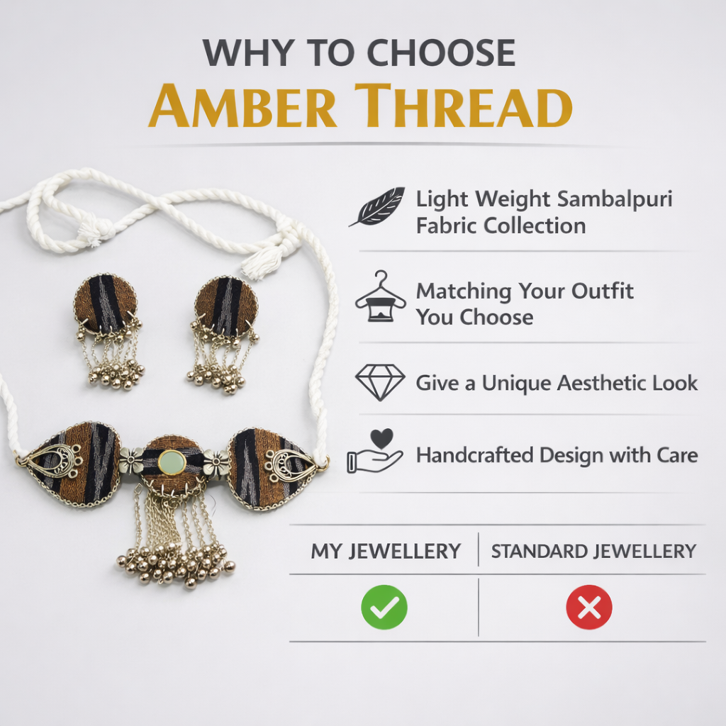 SAMBALPURI FABRIC CHOCKER NECKLACE AMBER