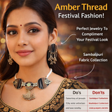 SAMBALPURI FABRIC CHOCKER NECKLACE AMBER