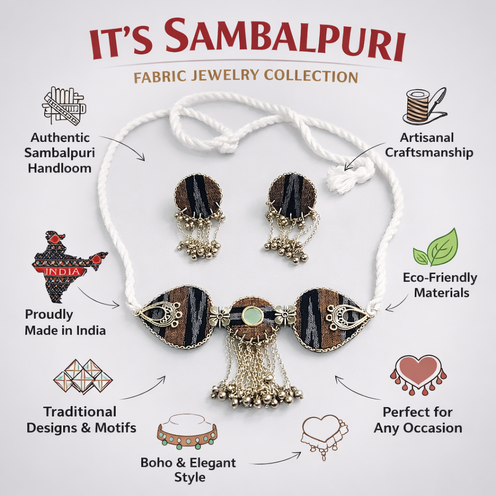 SAMBALPURI FABRIC CHOCKER NECKLACE AMBER