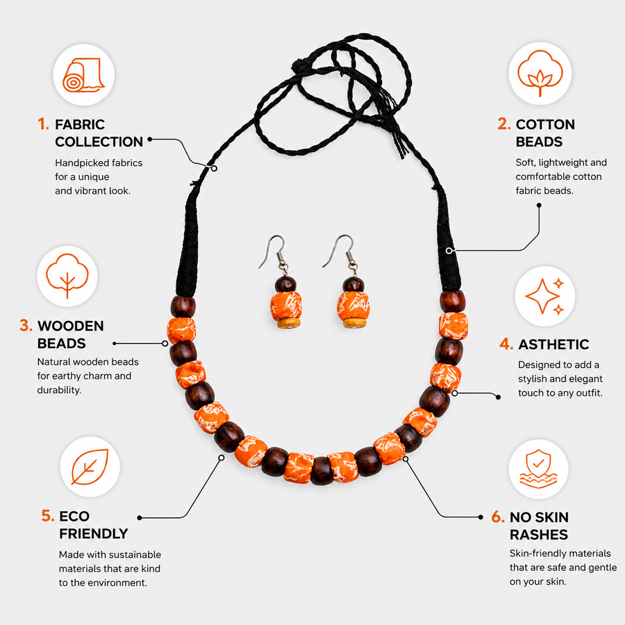 FABRIC WOODEN NECKLACE (ANIKA)
