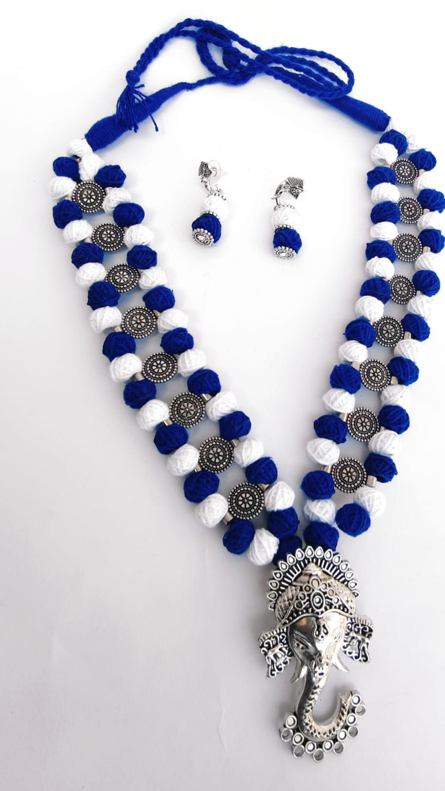 COTTON BEAD NECKLACE - BLUE DEVINE