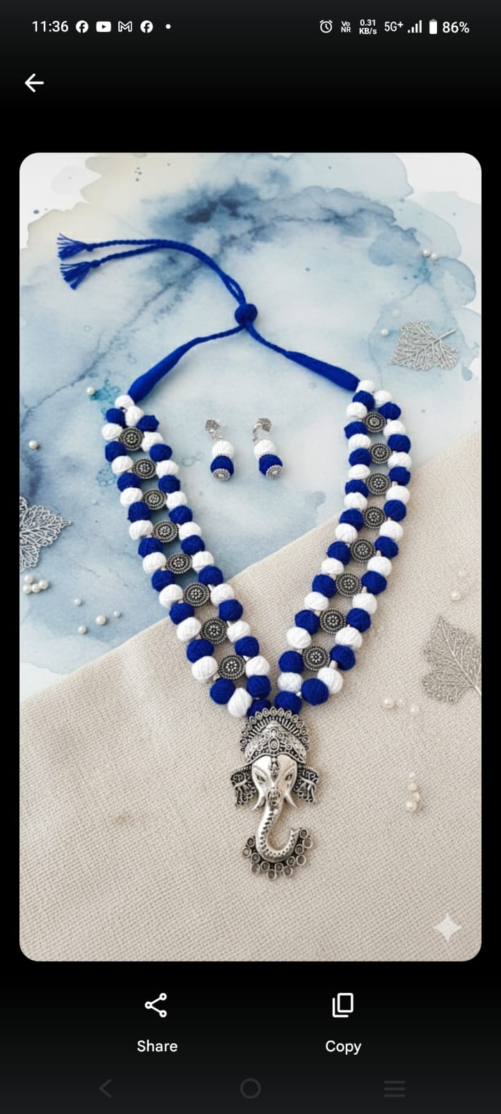 COTTON BEAD NECKLACE - BLUE DEVINE