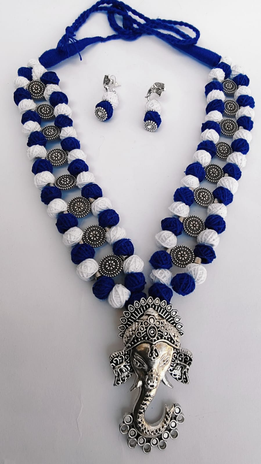 COTTON BEAD NECKLACE - BLUE DEVINE