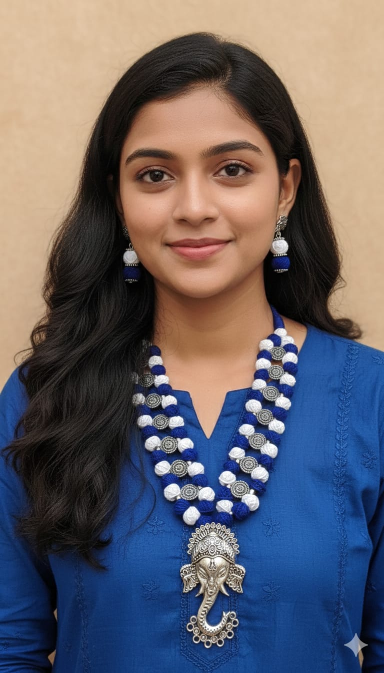 COTTON BEAD NECKLACE - BLUE DEVINE