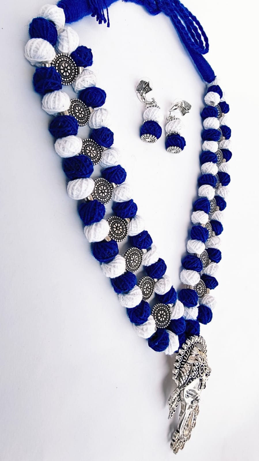 COTTON BEAD NECKLACE - BLUE DEVINE