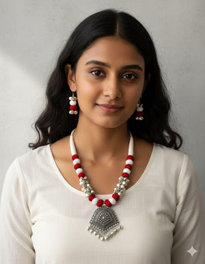COTTON BEAD NECKLACE - SINDURI SRINGAAR