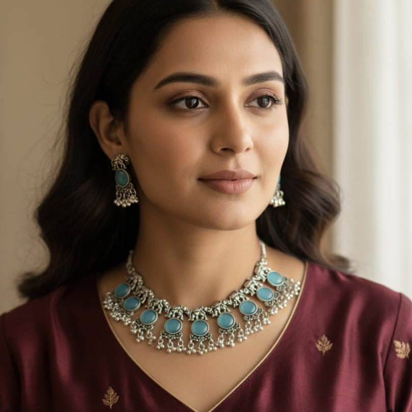 Blue Elephant Necklace