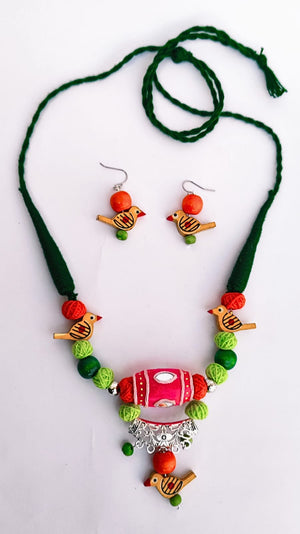 FABRIC WOODEN JEWELLERY SET - PAKSI PREM