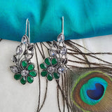 GREEN OXIDISED FLOWER EARRING
