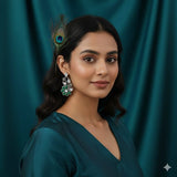 GREEN OXIDISED FLOWER EARRING