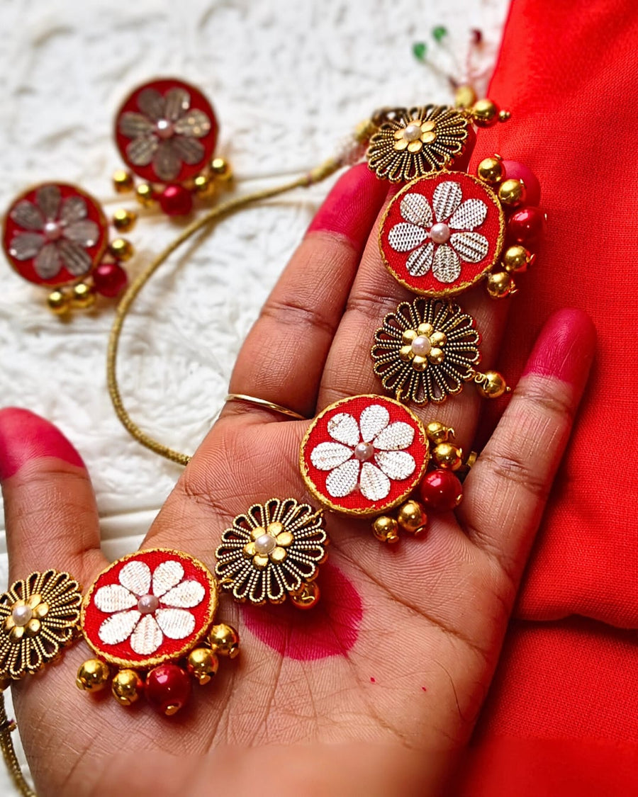 GULMOHAR - REDIANT RED & GOLD FLORAL