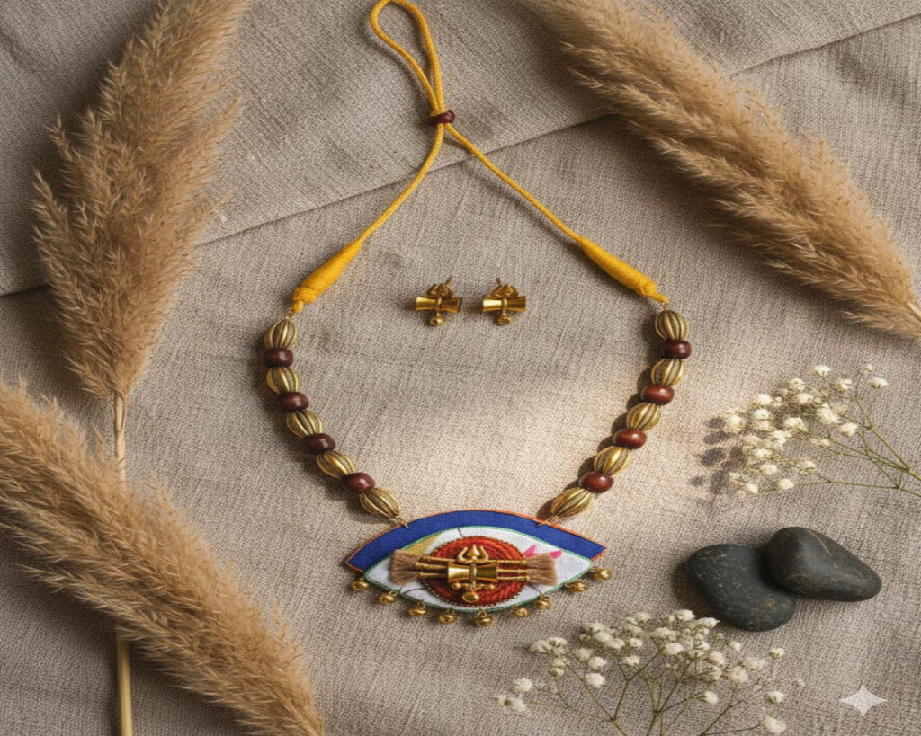Jewelry set with necklace and DAMRU earrings.