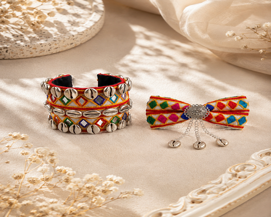 Kaudi Kirti Multicolor Cuff Bracelet for Women | Handcrafted Traditional Indian Jewellery