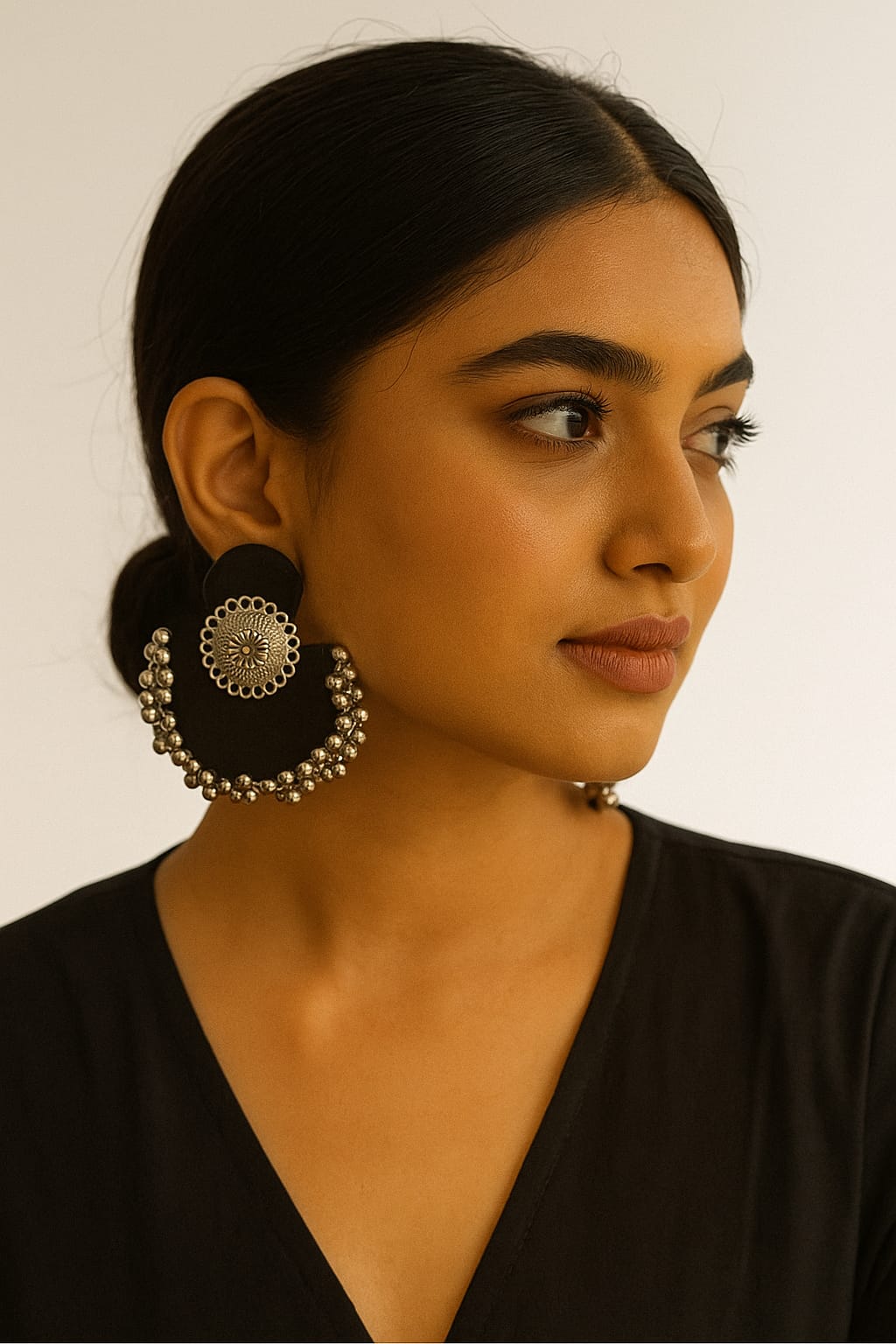 BLACK FABRIC EARRINGS - KALI SITARA