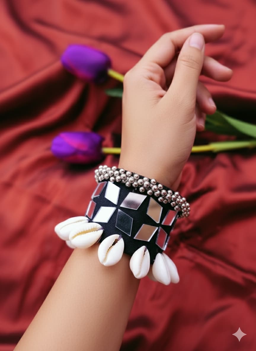Kaudi Cuff Bracelet for Women | Handcrafted Traditional Indian Jewellery with Cowrie Shells