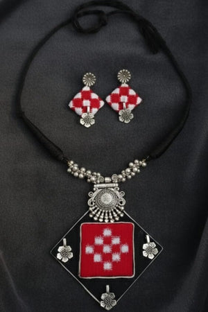 RED SAMBALPURI FEBRIC JEWELLERY