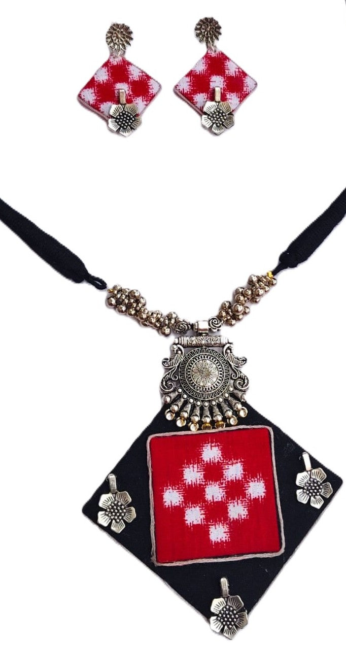 RED SAMBALPURI FEBRIC JEWELLERY