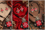 RED SAMBALPURI FEBRIC JEWELLERY