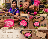 Lotus Leela – Handcrafted Fabric Necklace & Earrings Set | Statement Ethnic Jewellery