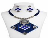 BLUE SAMBALPURI FABRIC JEWELLERY