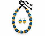 Sambalpuri Wooden Bead Jewellery Set – Handmade Fabric Necklace & Earrings