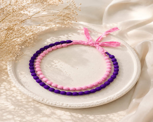 Orchied Blush Purple Fabric Beaded Necklace for Women | Handmade Jewellery