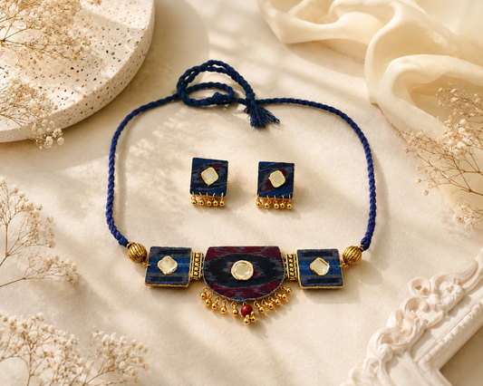 SAMBALPURI FABRIC CHOCKER NECKLACE - PRATIVA