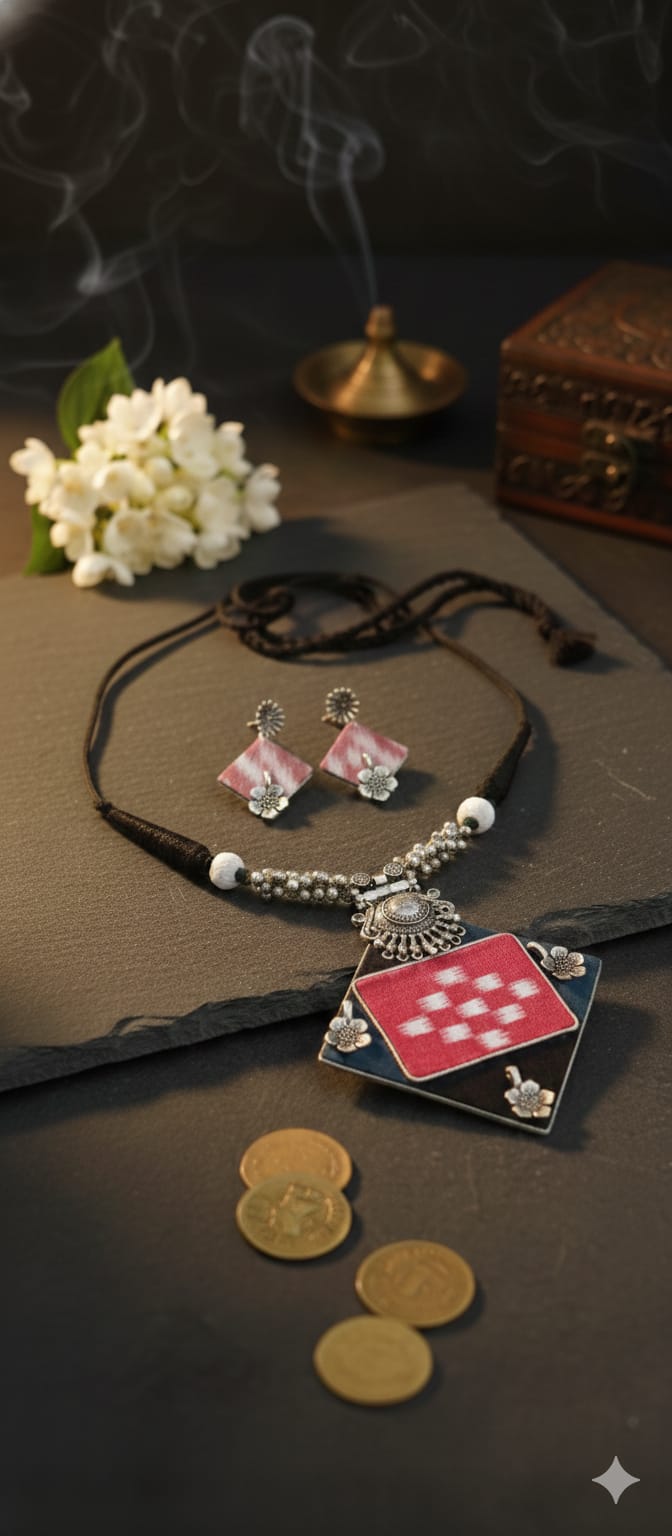 PINK SAMBALPURI NECKLACE
