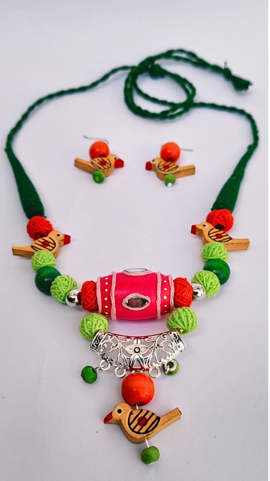 FABRIC WOODEN JEWELLERY SET - PAKSI PREM