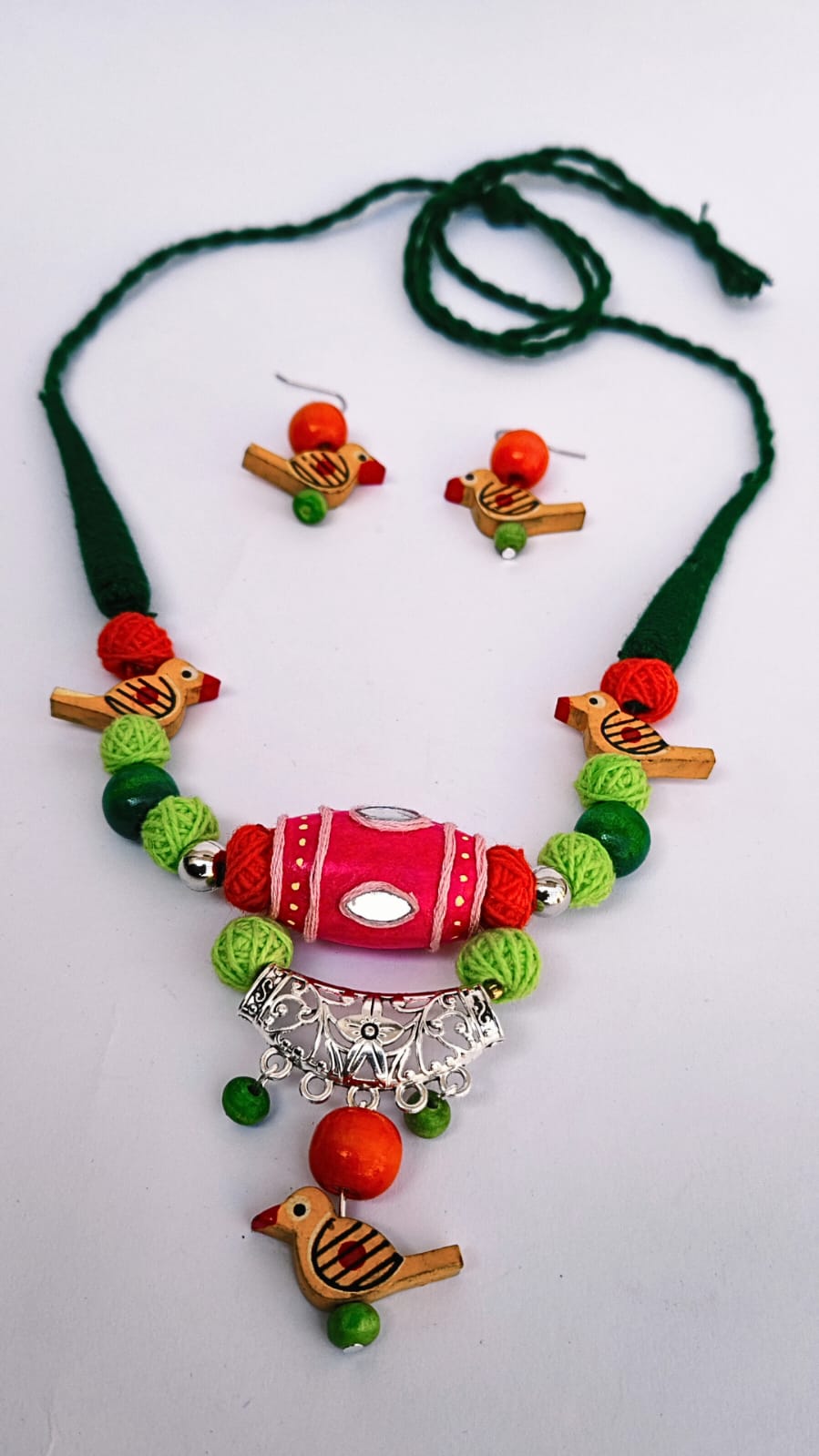 FABRIC WOODEN JEWELLERY SET - PAKSI PREM