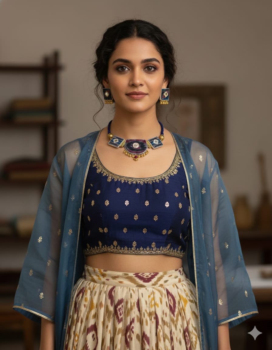 SAMBALPURI FABRIC CHOCKER NECKLACE - PRATIVA