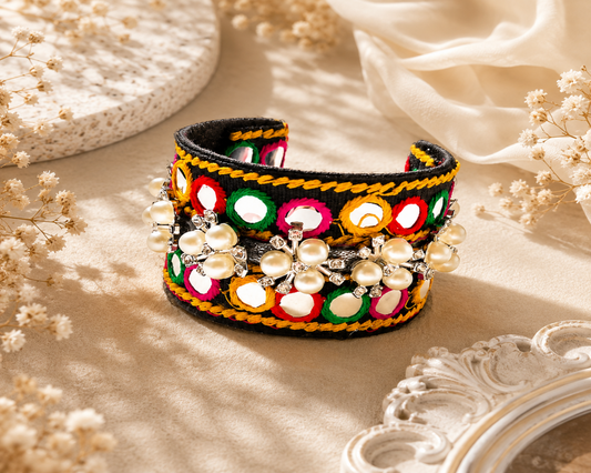 Rangoli Multicolor Cuff Bracelet for Women | Handcrafted Traditional Indian Jewellery