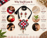 Rakta Dhara – Handcrafted Fabric Pendant Necklace & Earrings Set | LEENAALANKAR