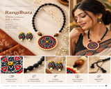 Rangdhara Handmade Fabric Jewellery Set | Boho Ethnic Necklace & Earrings | Lightweight Indian Jewellery for Women