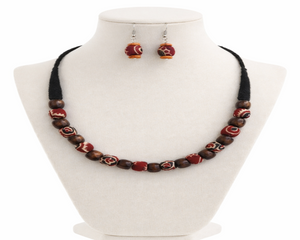 FABRIC WOODEN BEAD NECKLACE (SERENITY)