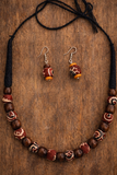 FABRIC WOODEN BEAD NECKLACE (SERENITY)