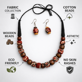 FABRIC WOODEN BEAD NECKLACE (SERENITY)