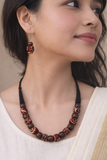 FABRIC WOODEN BEAD NECKLACE (SERENITY)