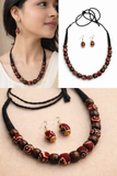 FABRIC WOODEN BEAD NECKLACE (SERENITY)