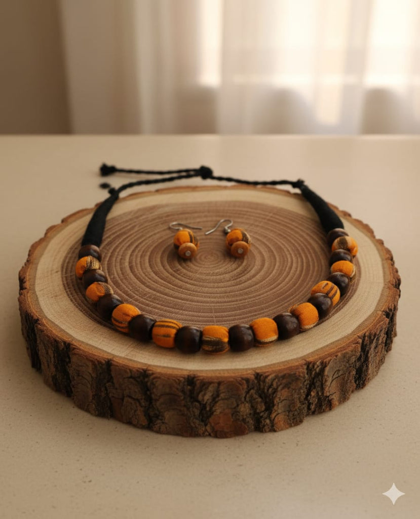 FABRIC WOODEN BEAD NECKLACE (VAN MALA)