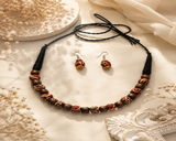 FABRIC WOODEN BEAD NECKLACE (SERENITY)