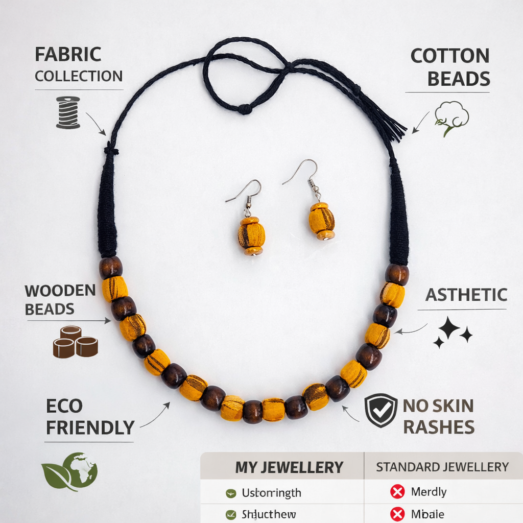 FABRIC WOODEN BEAD NECKLACE (VAN MALA)