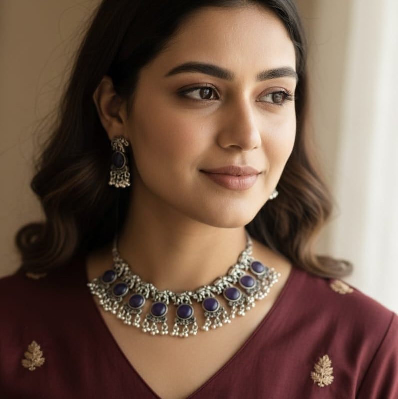 Violet Elephant Necklace