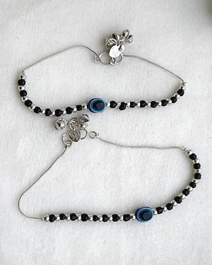 BLACK BEAD EVIL EYE ANKLET